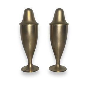 Vintage Dirigold Solid Heavy Bronze Copper Footed Salt & Pepper Shakers Set 4.5"